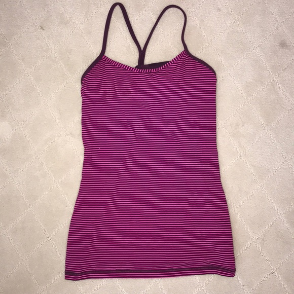 pink striped lulu lemon tank top!! size 4 - Picture 5 of 6
